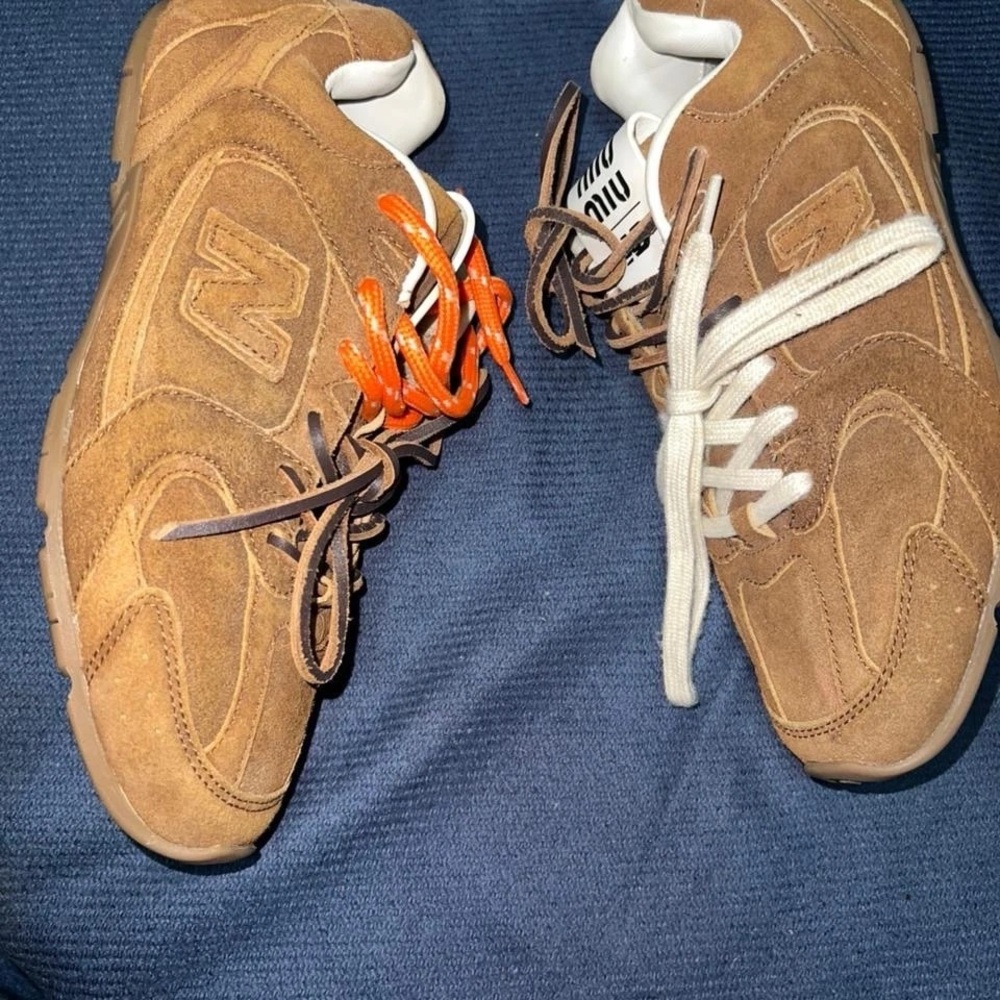 Miu Miu Brown Suede Sneakers with Contrast Laces - Picture 6 of 9